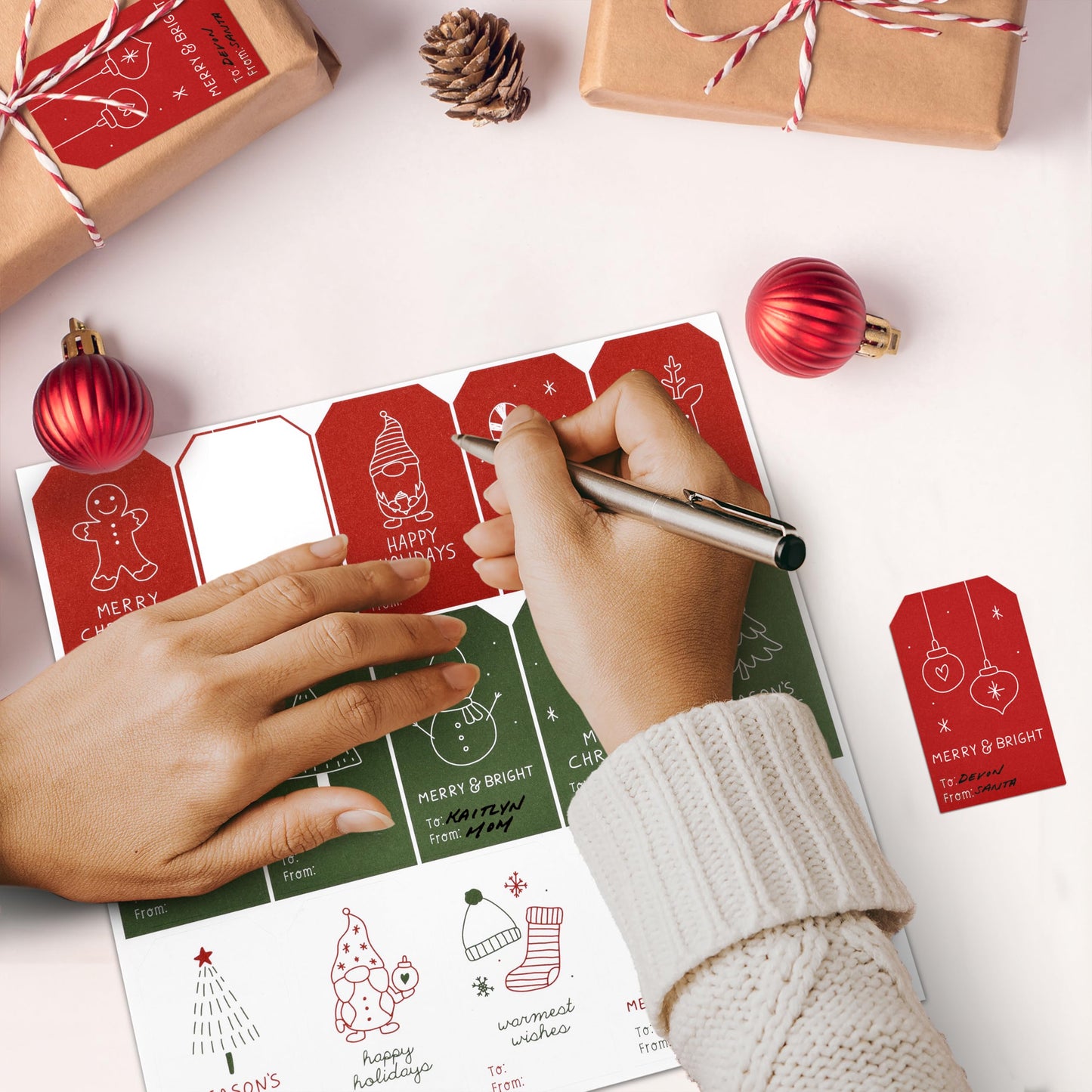Beautiful Christmas Gift Tags Stickers - 210 Quality Doodle Sticker Labels for Personalizing Your Holiday Presents - Spread Joy and Cheer with These Festive Christmas Name Tags