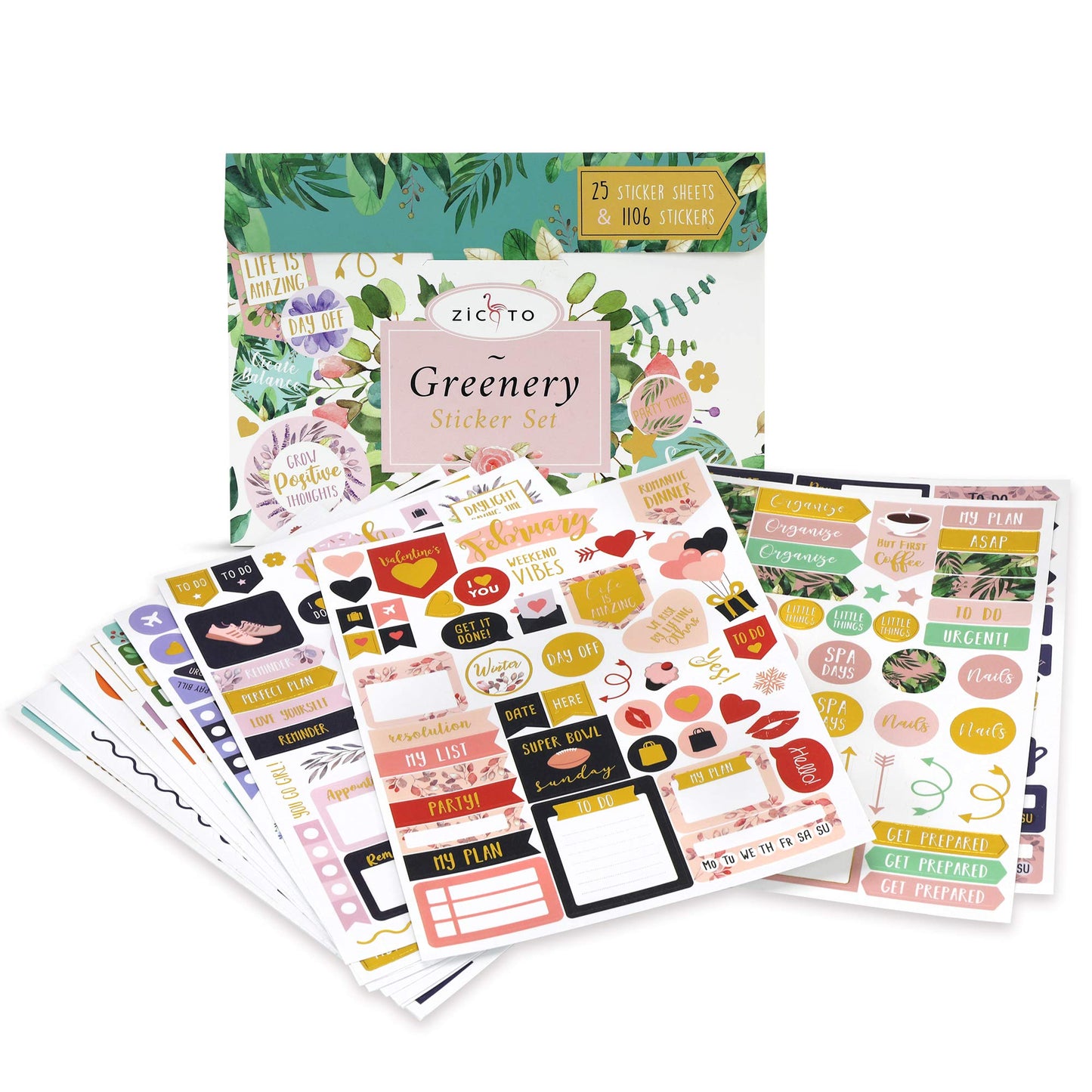 Aesthetic Greenery Planner Stickers for Fun Planning - 1100+ Stunning Gold Foil Monthly Designs - The Perfect Scrapbook Sticker Accessories to Enhance Your Daily Calendar and Planner Journaling