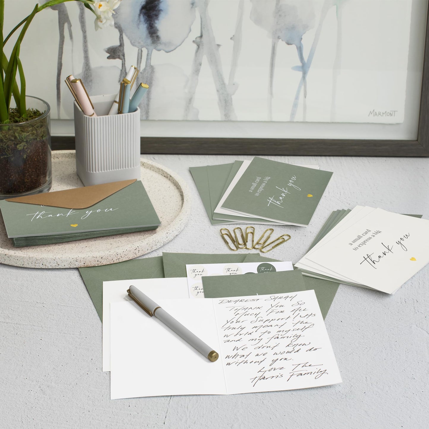 Beautiful Thank You Cards Set of 30 With Envelopes and Stickers - Modern Blank Cards For Personalized Notes - Perfect Bulk Stationary Set For All Occasions incl. Weddings, Business & Baby Showers