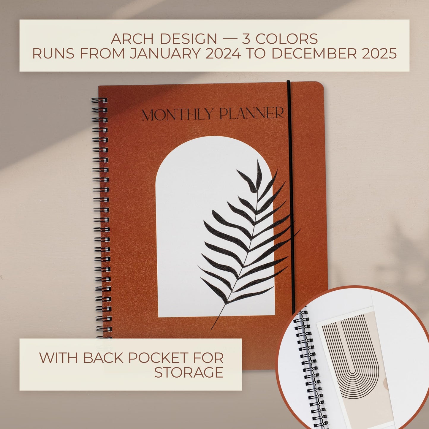 Beautiful 2025 Monthly Planner and Calendar Book - Arched To Do List Notebook Easily Organizes Your Tasks to Boost Productivity - Runs Until December 2025