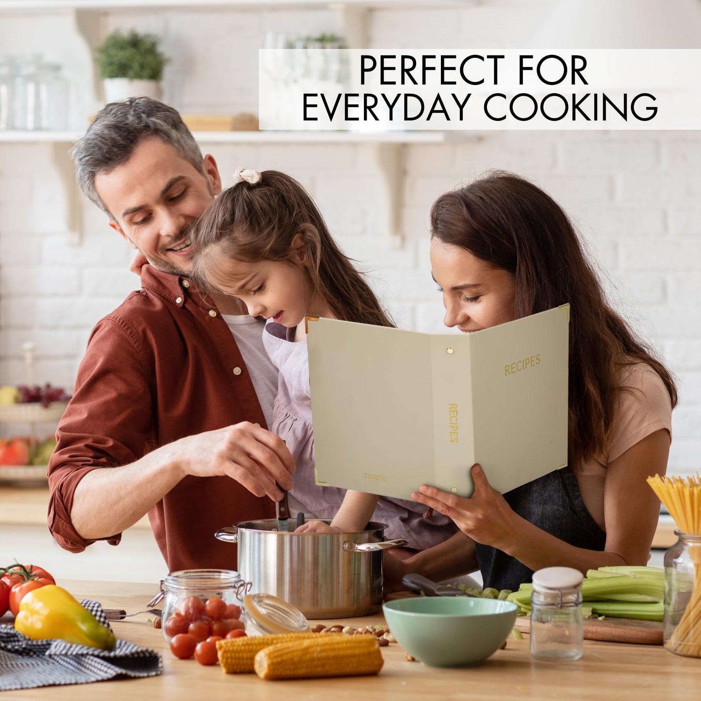 Aesthetic Recipe Binder with Polyester Waterproof cloth Cover - The Perfect Recipe Book with Plastic Sleeves to Write in Your Own Recipes - Quality Blank Cookbook Binder, Cards incl.