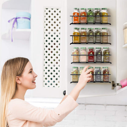 ZICOTO Space Saving Spice Rack Organizer for Cabinets or Wall Mounts - Easy To Install Set of 4 Hanging Racks - Perfect Seasoning Organizer For Your Kitchen Cabinet, Cupboard or Pantry Door