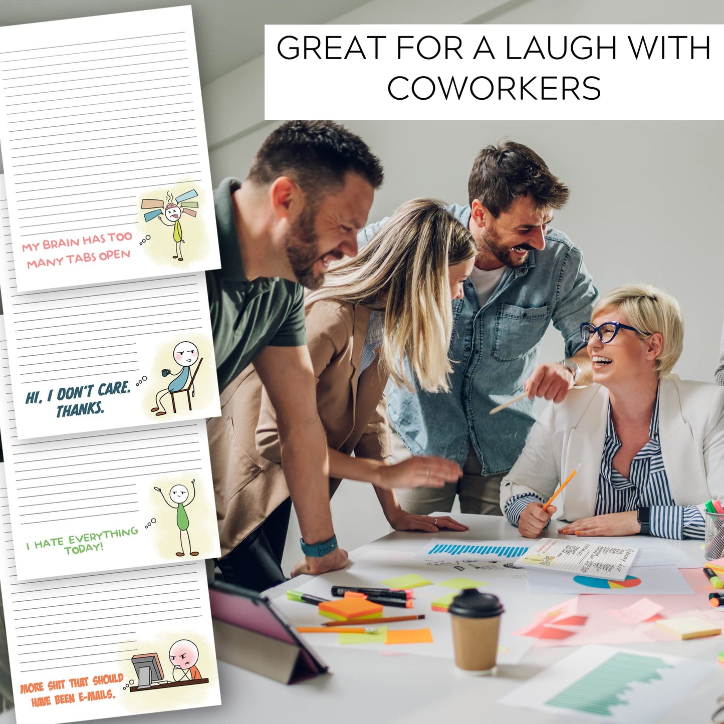 ZICOTO Super Funny Notepads That Will Make You Laugh - A Hilarious Christmas Gift for Your Women Coworkers - Unique Office Supplies Memo Pads Add a Little Humor into The Work Day at Office