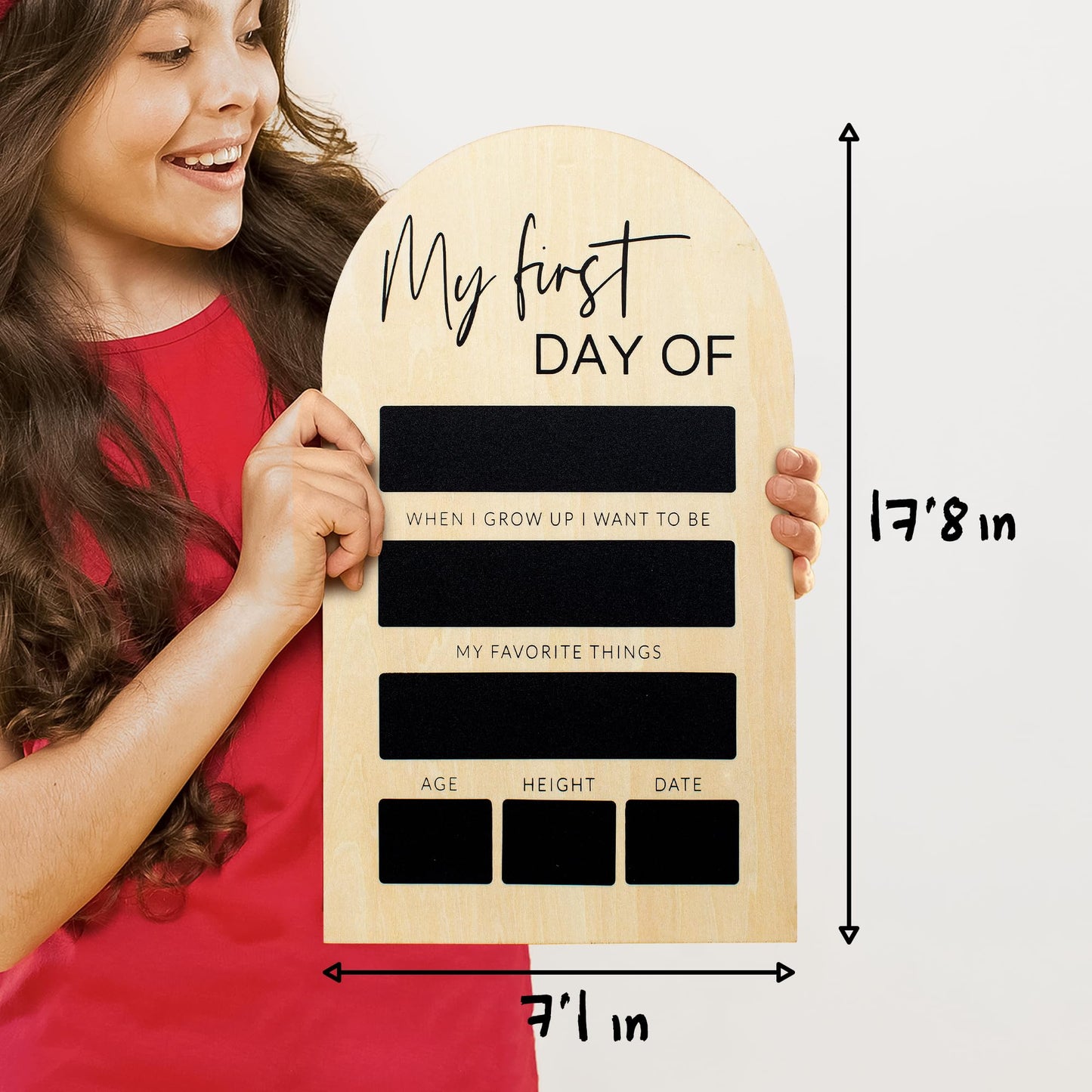 Beautiful Wooden First and Last Day of School Board Sign - Modern and Large Back to School Sign for Lasting Memories - Perfect 11.8" x 7.1" Wooden Chalkboard Photo Prop for Kindergarten
