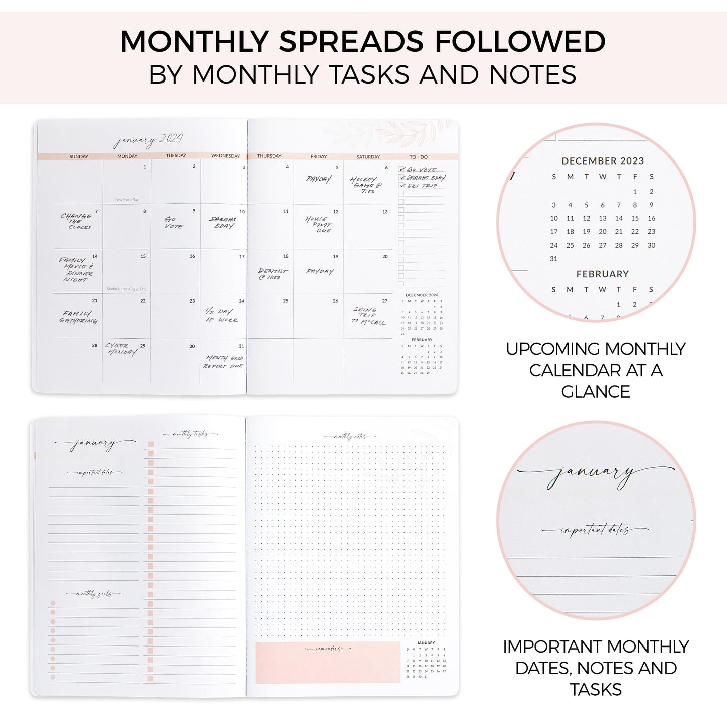 Beautiful 2024-2025 Monthly Planner and Calendar Book - Abstract To Do List Notebook Easily Organizes Your Tasks to Boost Productivity - Runs From January 2024 Until December 2025