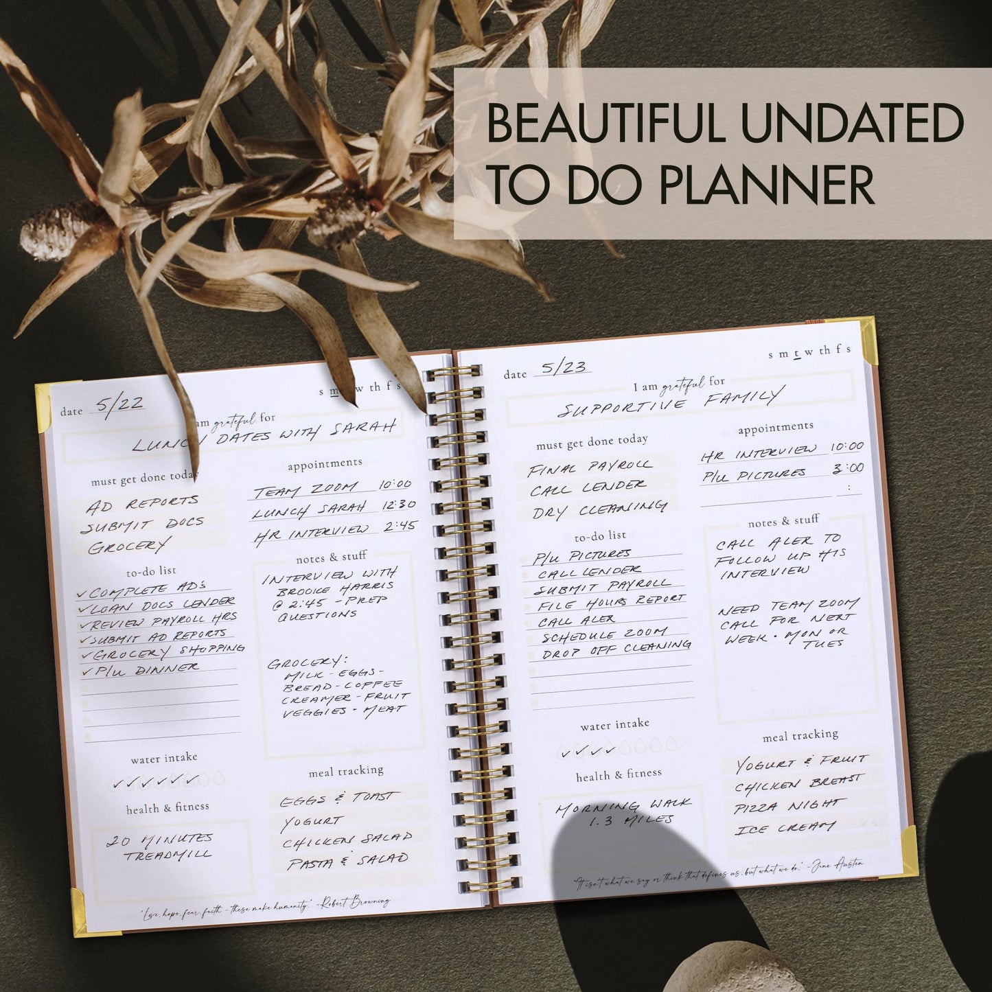 Beautiful To Do List Notebook - Aesthetic Daily Planner to Easily Organize Your Tasks And Boost Productivity - Stylish Undated Planner And School or Office Supplies For Women