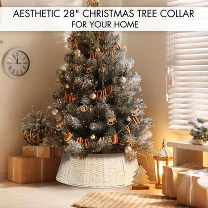 Beautiful Christmas Tree Collar - Authentic 28" Cotton Rope Tree Ring - Easy to Set Up Christmas Tree Skirt Enhances Your Holiday Home Decor