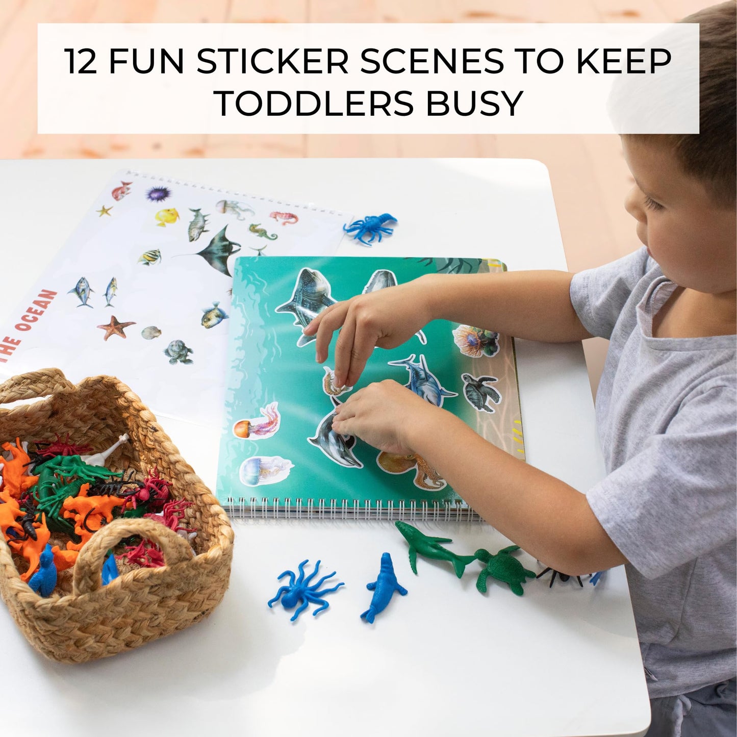 Fun Sticker Book for Toddlers 2-4 Years - Perfect Kids Activity Book with Beautiful Stickers & 12 Reusable Themes for Entertaining Girls & Boys 4-8 While Traveling - Incl. Animal and Coloring Pages