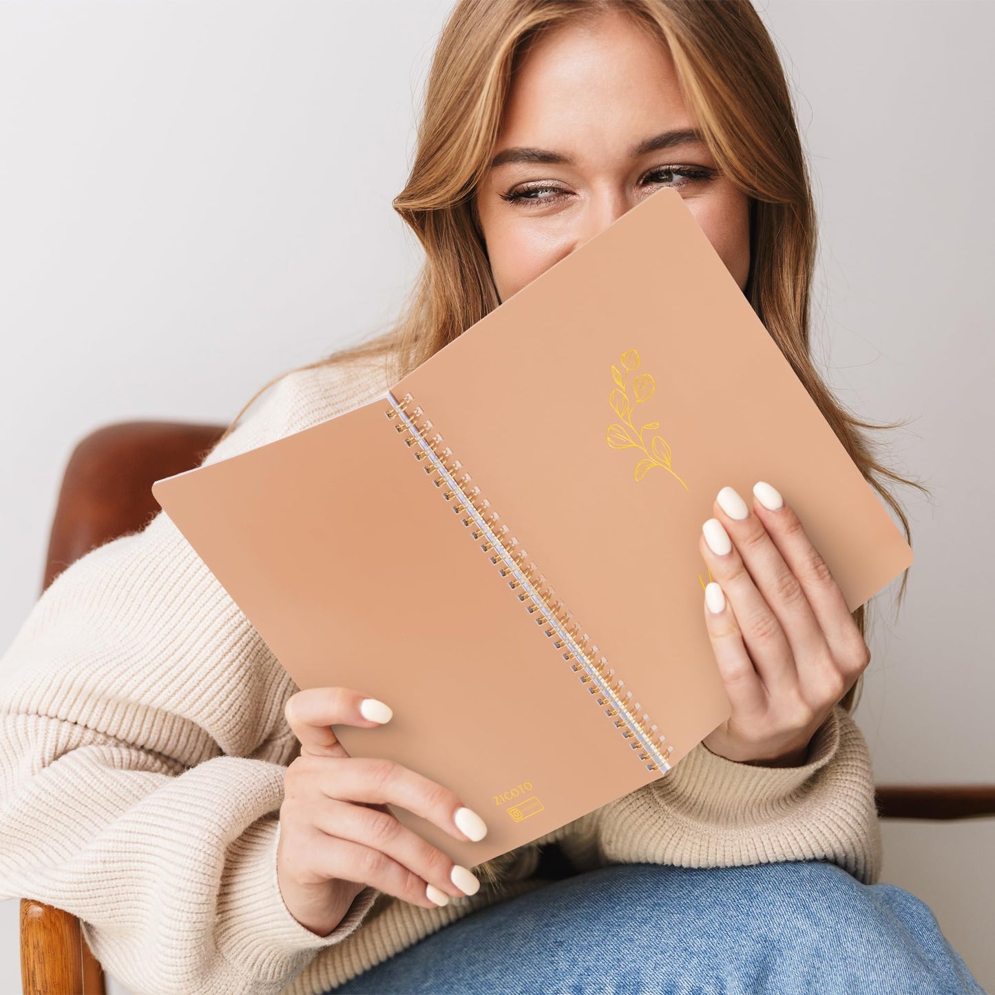 ZICOTO Aesthetic Spiral Notebook Set of 3 For Women 10.5 x 8 - Large College Ruled Journal/Notebook with Large Pockets And Lined Pages - Perfect Supplies to Stay Organized at Work or School