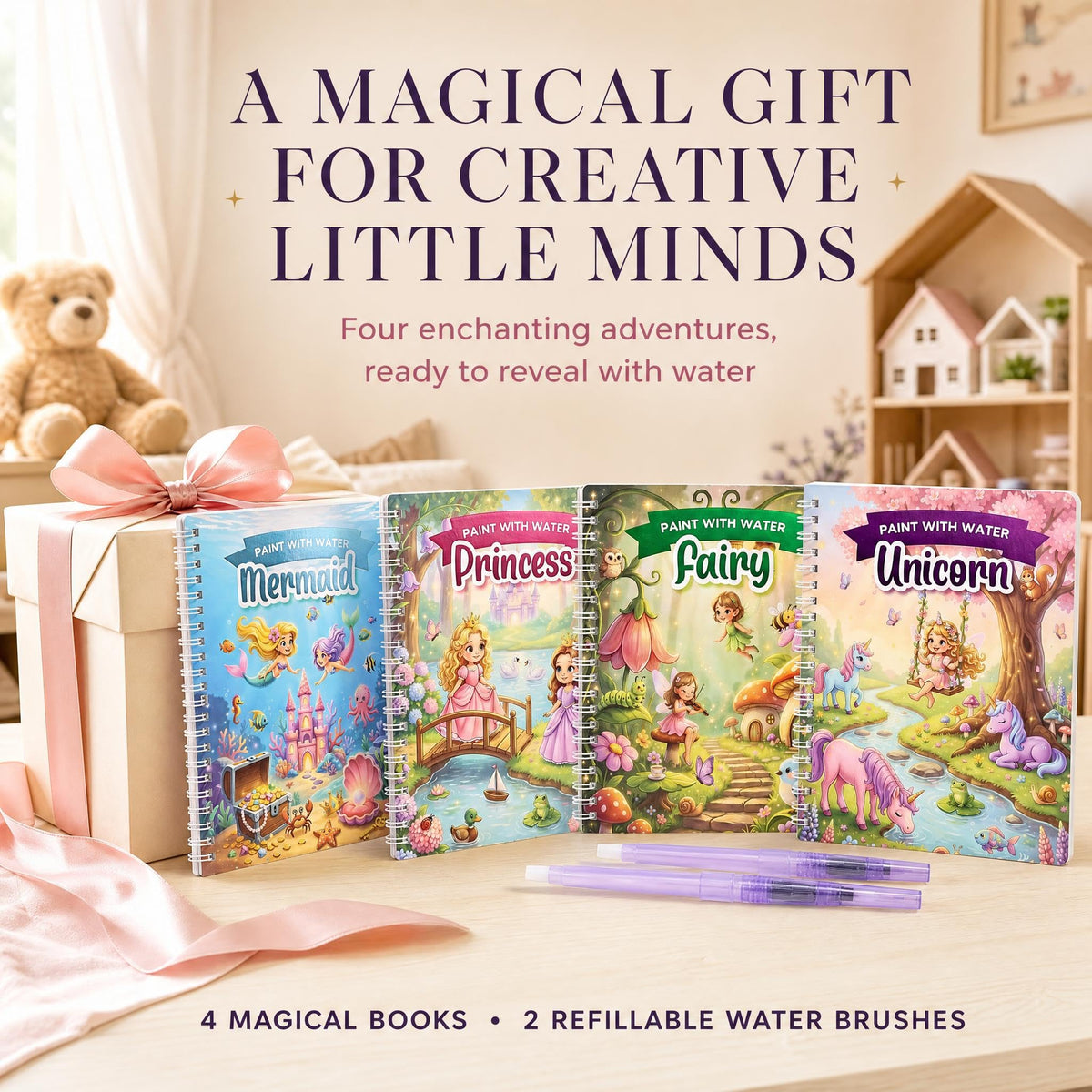Fun Watercolor Books for Kids and Toddlers - Set of 4 Coloring Books
