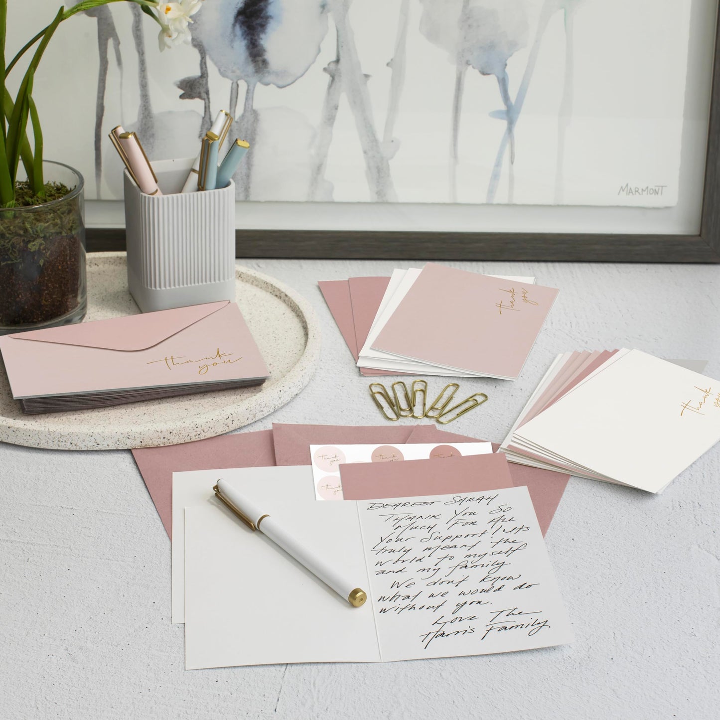 Beautiful Thank You Cards Set of 30 With Envelopes and Stickers - Elegant Blank Cards For Personalized Notes - Perfect Bulk Stationary Set For All Occasions incl. Weddings, Business & Baby Showers