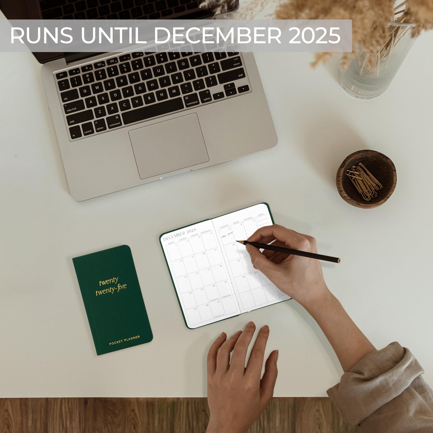 Beautiful 2025 Pocket Calendar - Small 6" x 3.5" Daily Planner Book For Womens Purse with Weekly & Monthly Spreads for Easy Planning - Runs Until December 2025