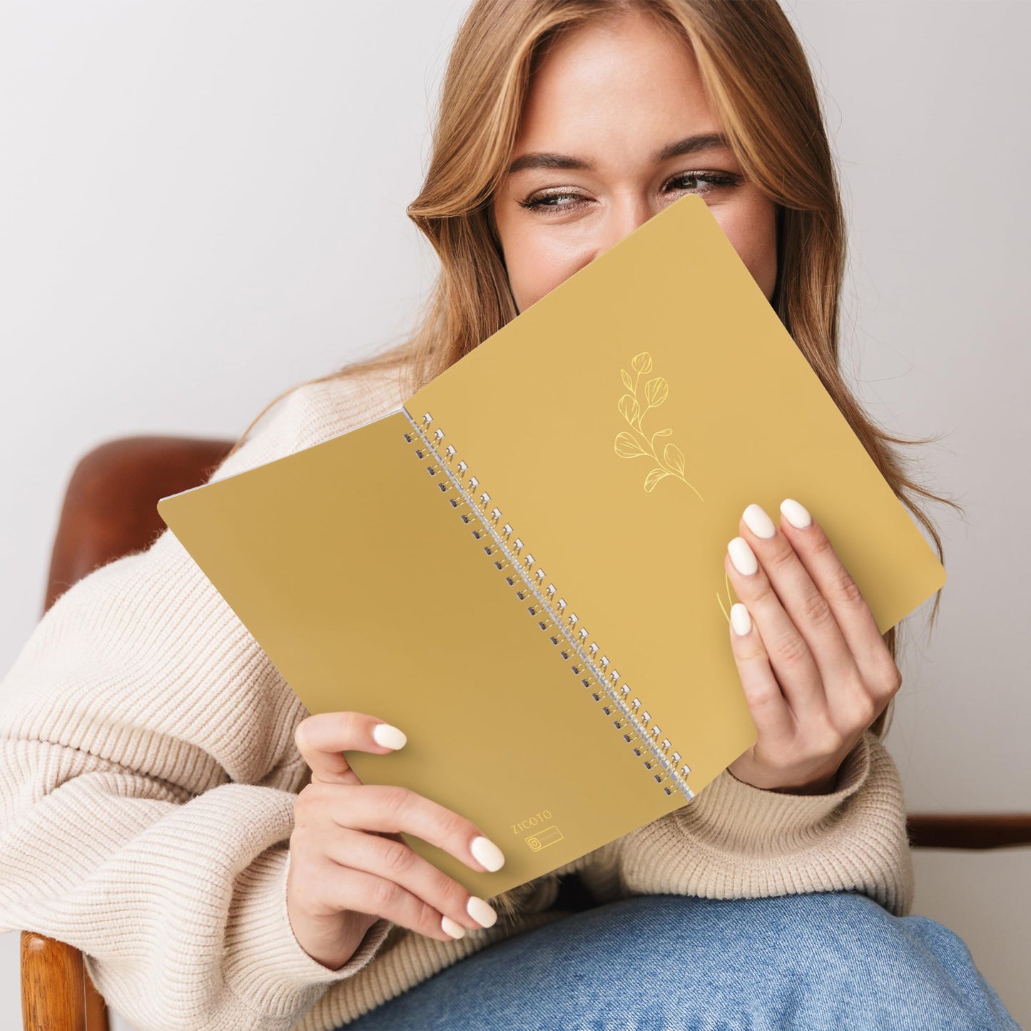 ZICOTO Aesthetic Spiral Notebook Set of 3 - Cute 8x6 College Ruled Journals with Pockets - Perfect for Women to Stay Organized at Work or School