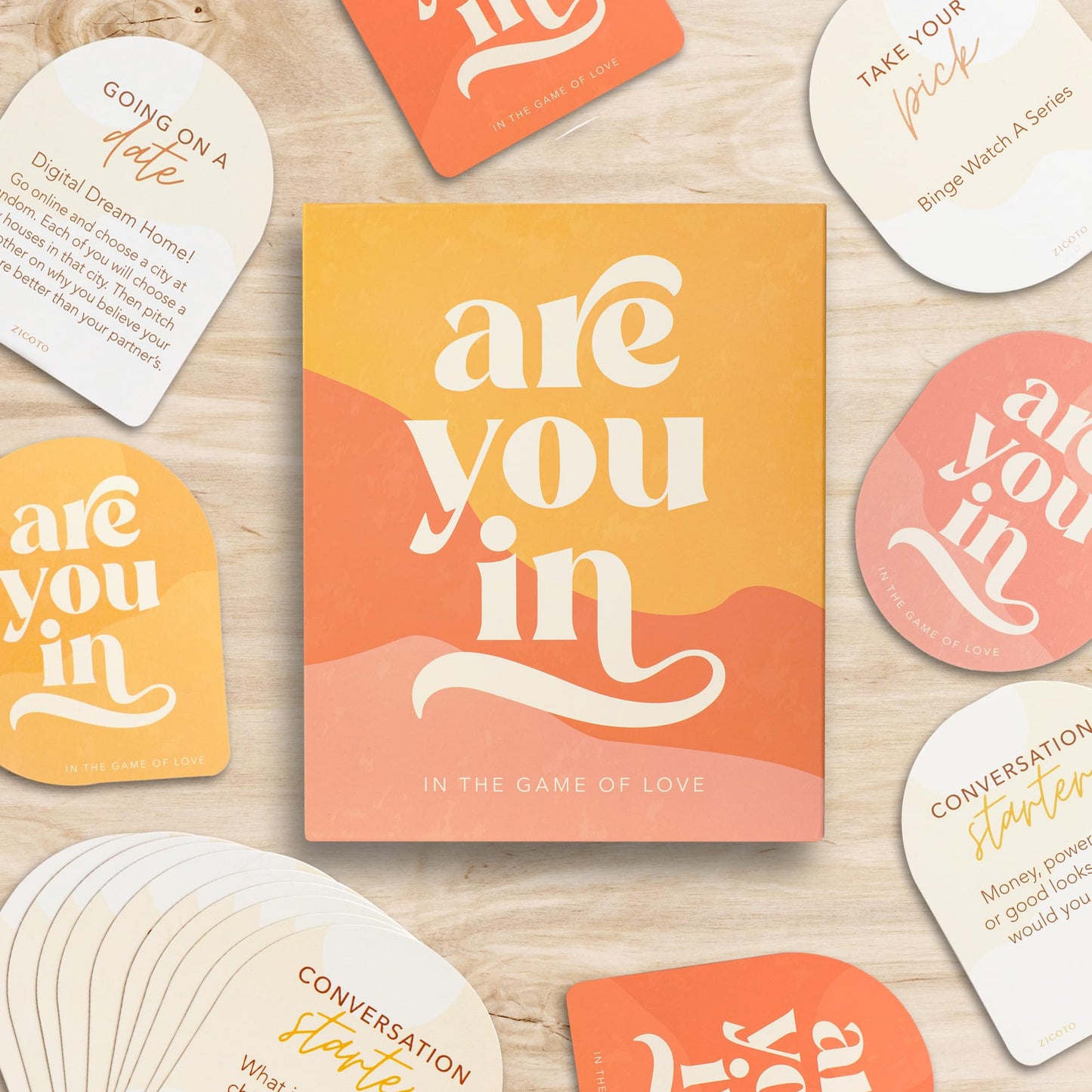 ZICOTO 100 Date Ideas and Couples Game Cards - Set of 3 Unique Games for Your Girlfriend, Boyfriend, Wife/Husband, Her/Him as a Gift for Christmas - 25x Date Night Cards, 50x Conversation Starters