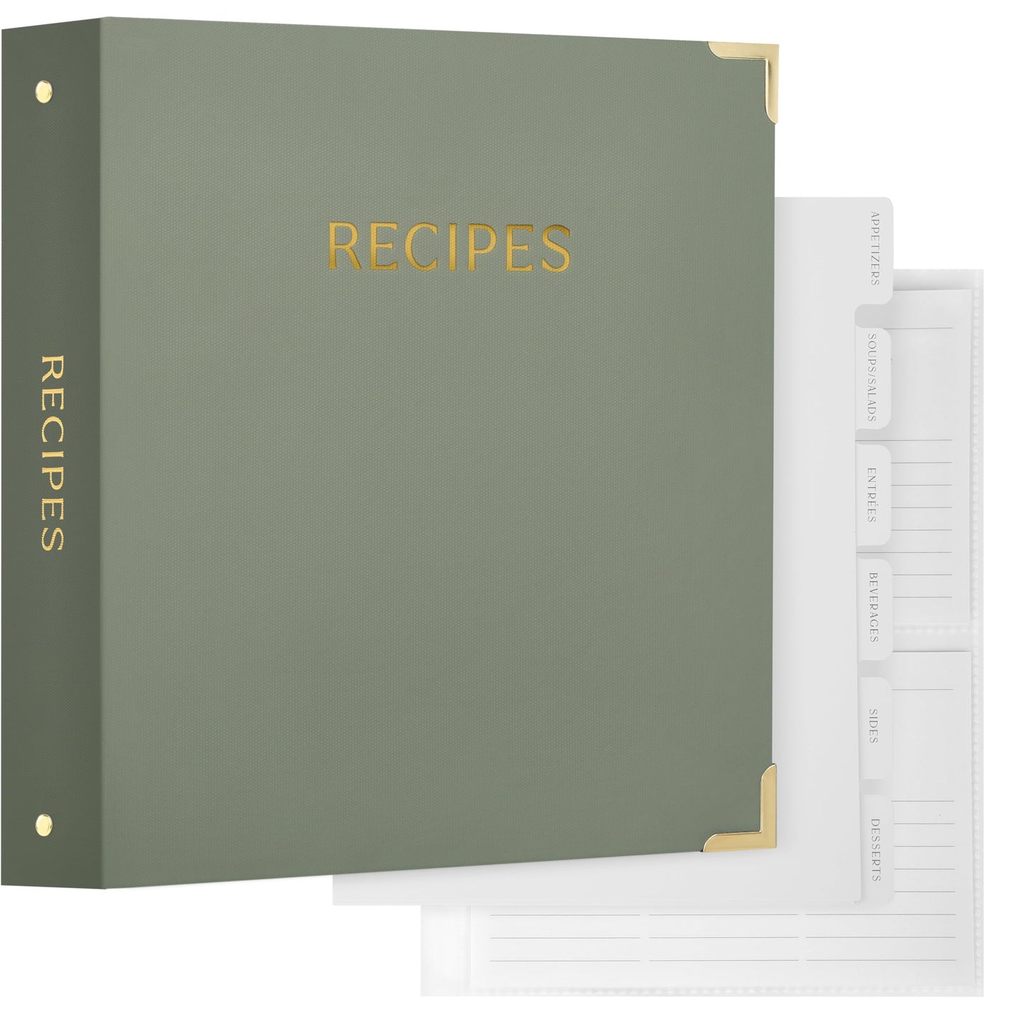 Aesthetic Recipe Binder with Polyester Waterproof cloth Cover - The Perfect Recipe Book with Plastic Sleeves to Write in Your Own Recipes - Quality Blank Cookbook Binder, Cards incl.