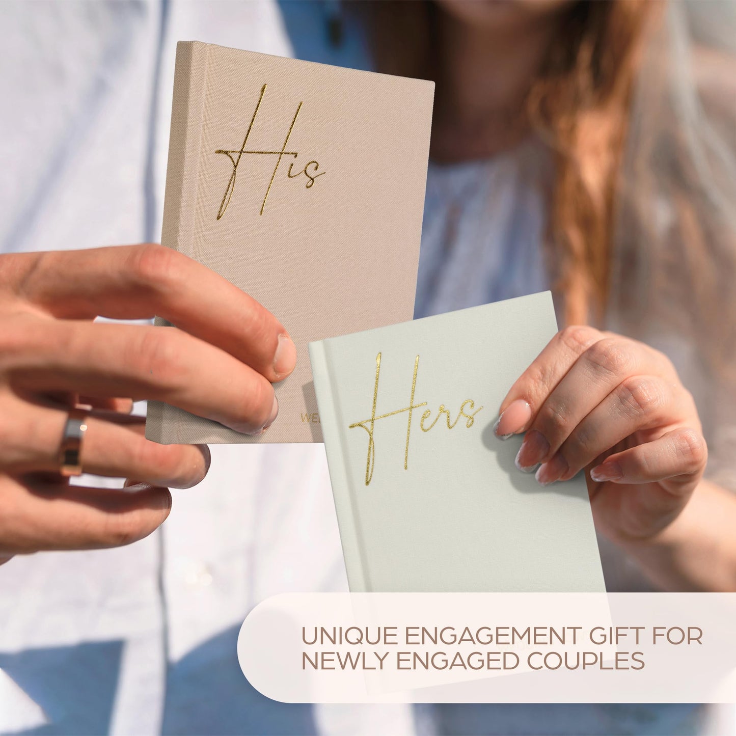 Elegant Linen Wedding Vow Books With Gold Foil Lettering - Perfectly Sized His and Hers Vow Books With Plenty Of Pages To Write Whatever is on Your Heart - A Beautiful Addition For The Wedding Day
