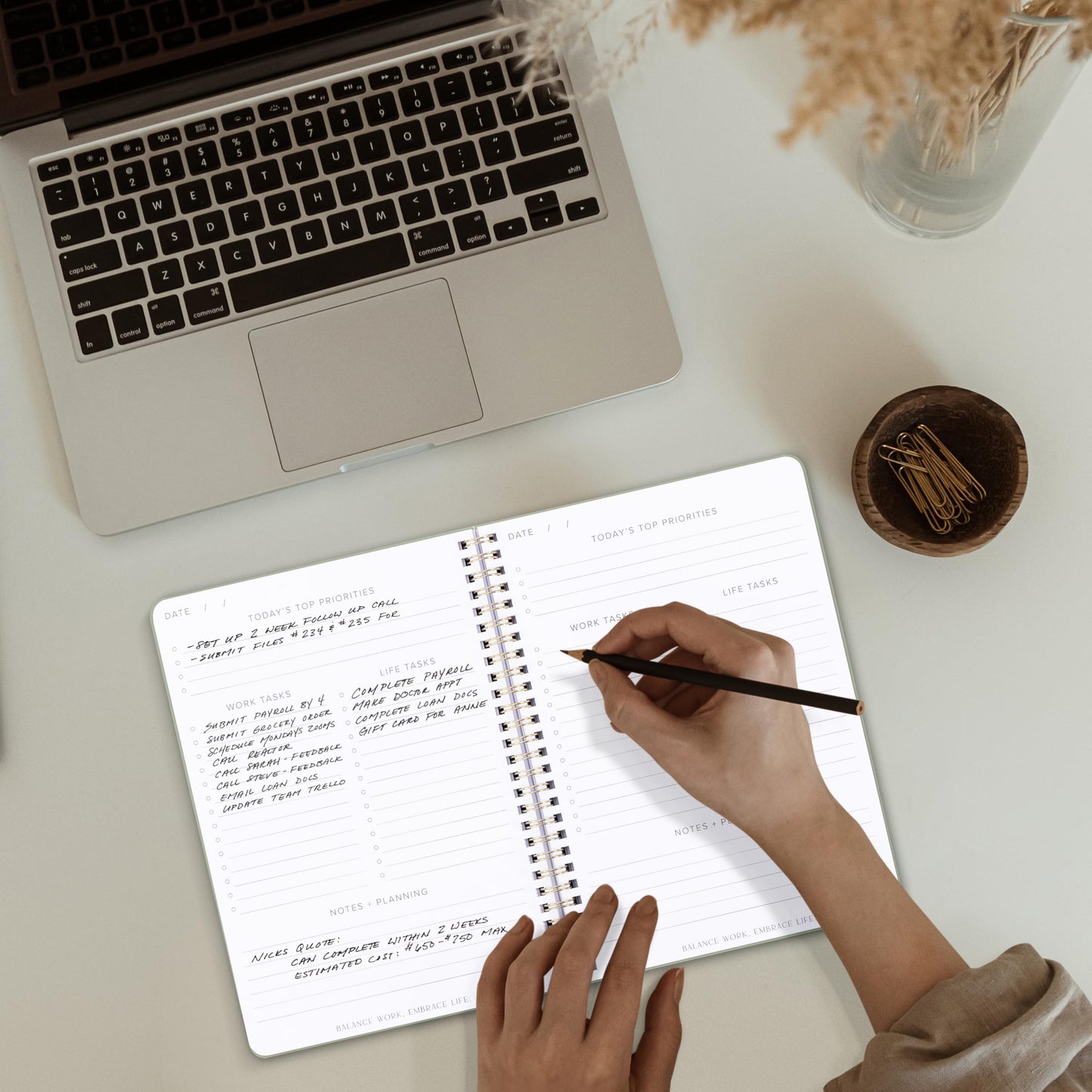 Beautiful Daily Planner and To Do List Notebook For Work And Life - The Perfect Undated Planner to Easily Organize Business Tasks and Appointments - Stylish Office Organizer and School Supplies for Women