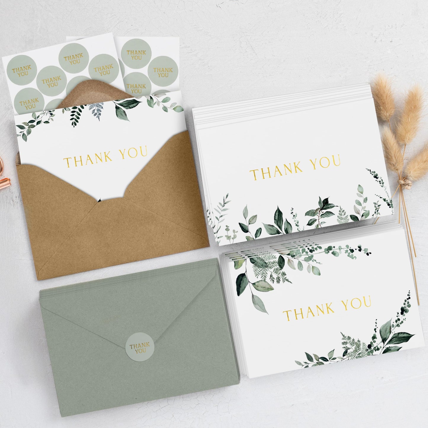 ZICOTO Beautiful Thank You Card Set - 20 Elegant Blank Cards with Envelopes & Stickers - Ideal for Weddings, Business, Baby Showers & More - Premium Bulk Stationery for All Occasions
