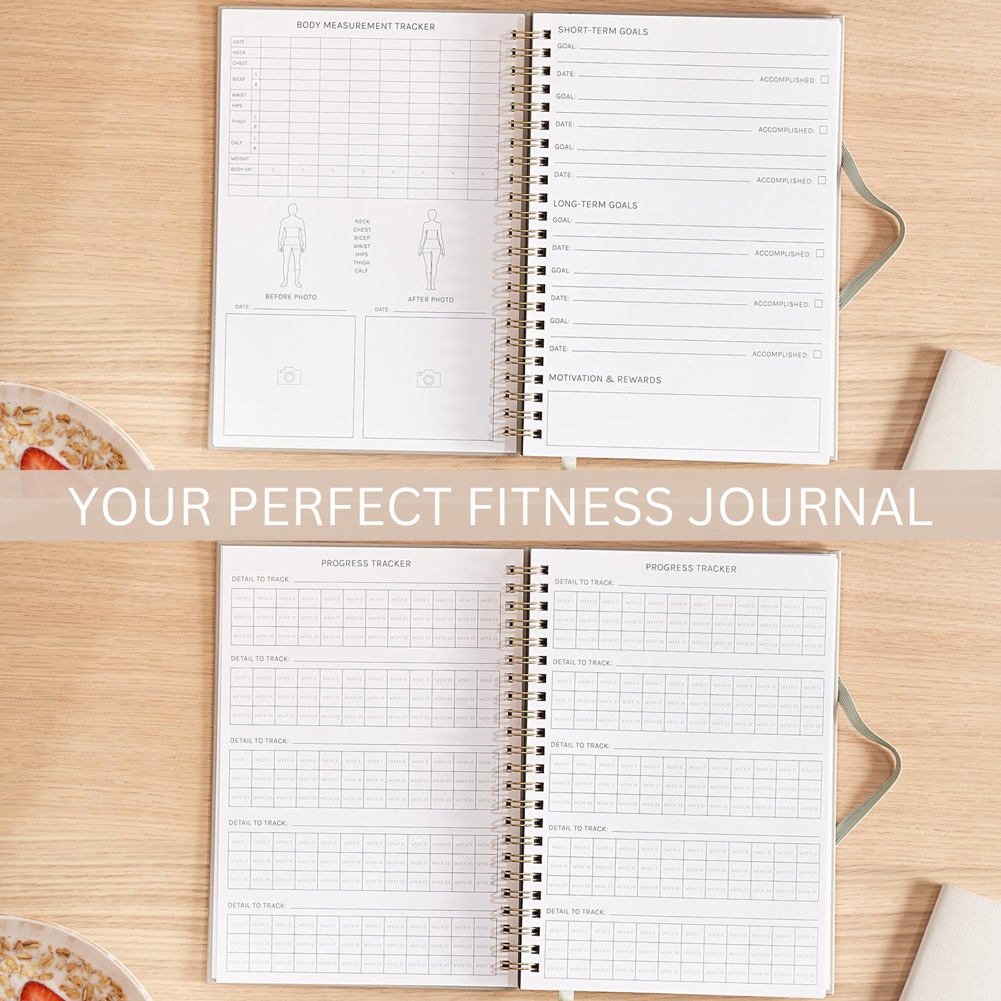 ZICOTO The Ultimate Fitness Journal for Tracking and Crushing Your Gym Goals - Detailed Workout Planner & Log Book Women - Great Gym Accessories With Calendar, Nutrition & Progress Tracker, Black