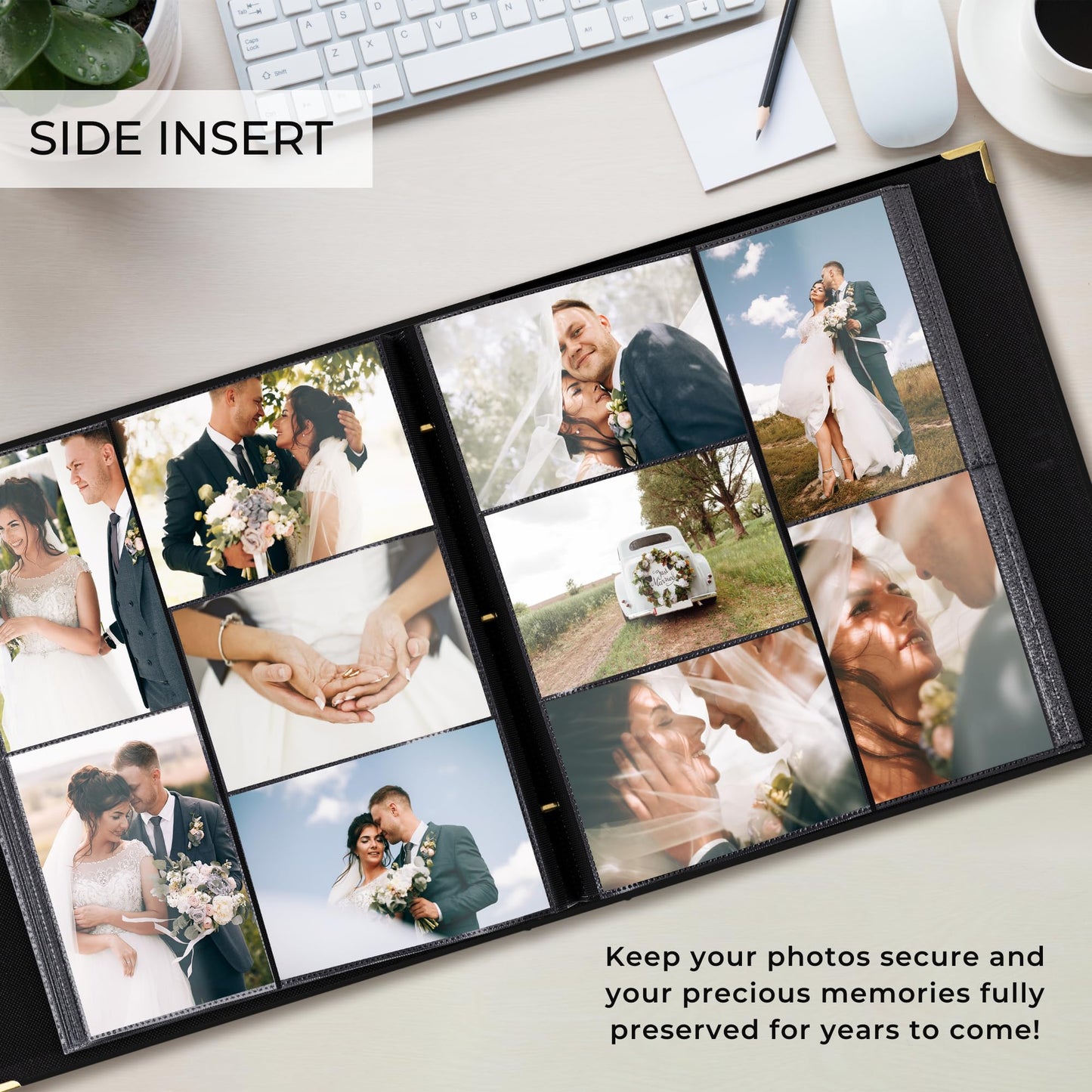 Beautiful Linen Photo Album For 4x6 Photos - Safely Holds Up To 500 Pictures of Unique Memories - The Perfect Large Photo Book To Store All Pictures of Treasured Family, Baby or Wedding Moments