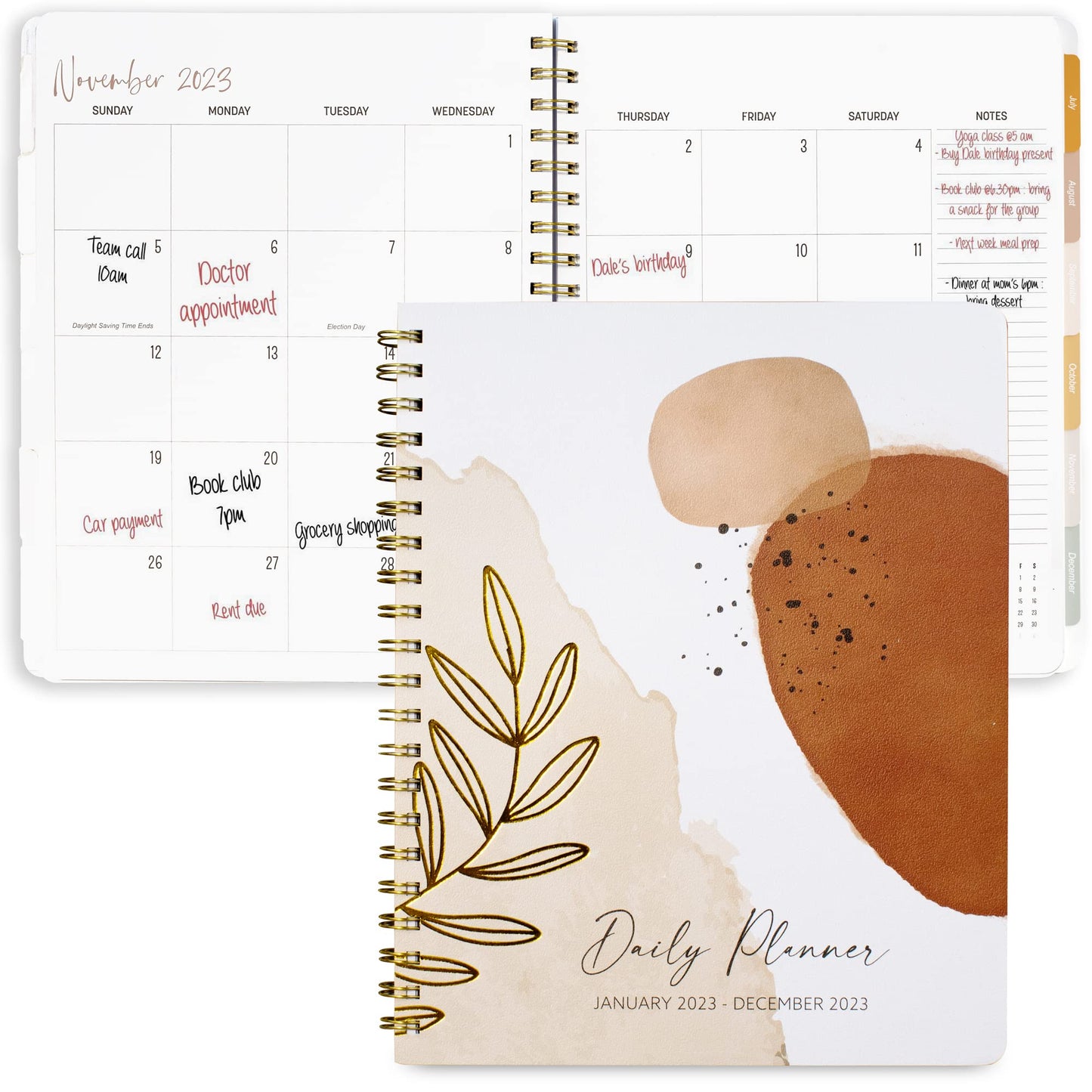 Simplified 2023 Daily Planner and Calendar Book - Beautiful Abstract To Do List Notebook and Agenda Easily Organizes Your Tasks to Boost Productivity - Runs Until December 2023