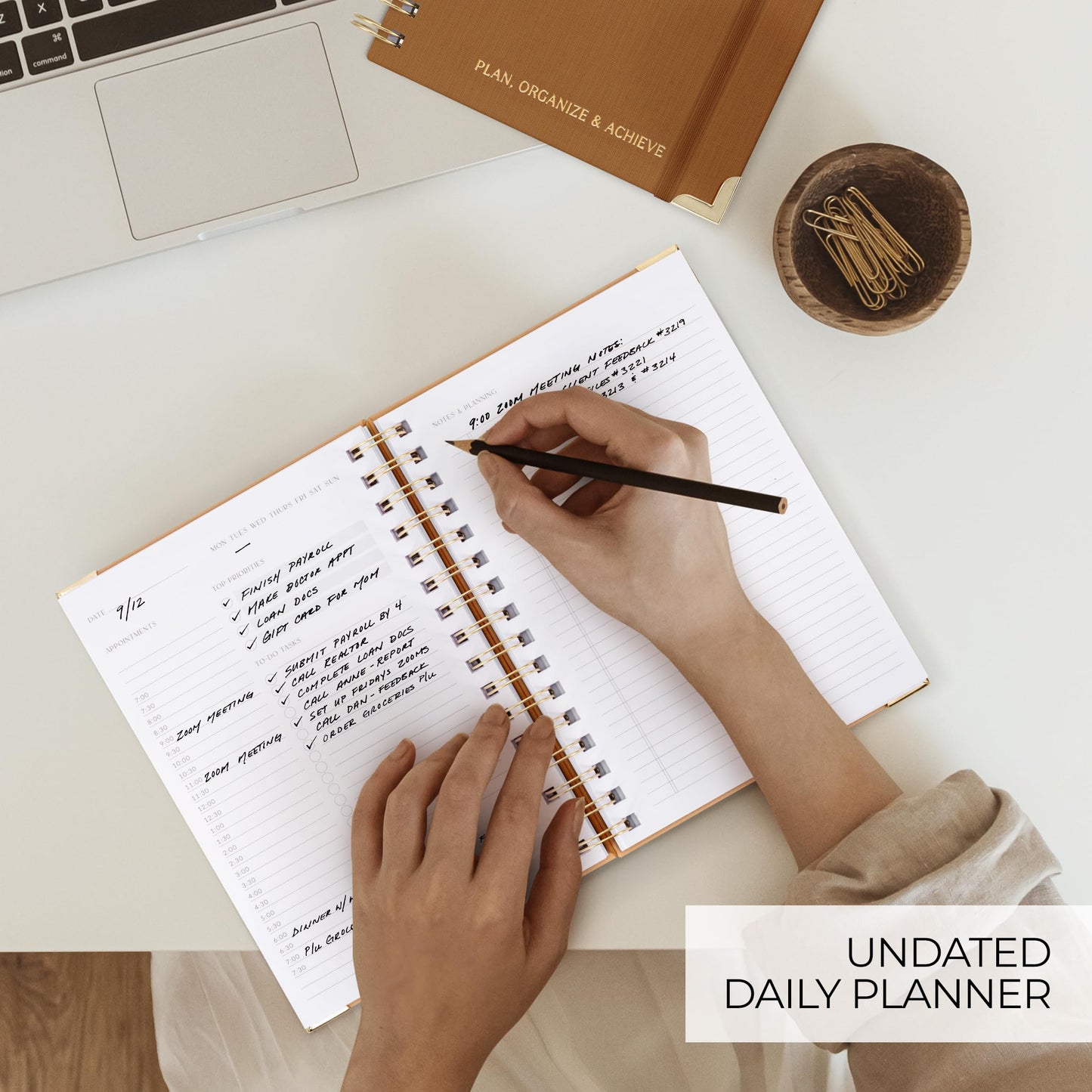 Aesthetic Daily Planner And Notebook With Hourly Schedule - Aesthetic Spiral To do List Notepad For Work/Home to Organize Tasks And Appointments - Stylish School/Office Supplies Book For Women