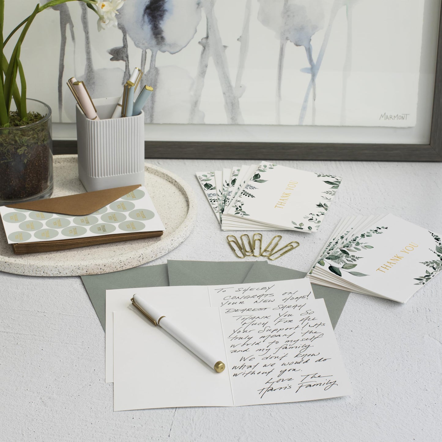 ZICOTO Beautiful Thank You Card Set - 20 Elegant Blank Cards with Envelopes & Stickers - Ideal for Weddings, Business, Baby Showers & More - Premium Bulk Stationery for All Occasions