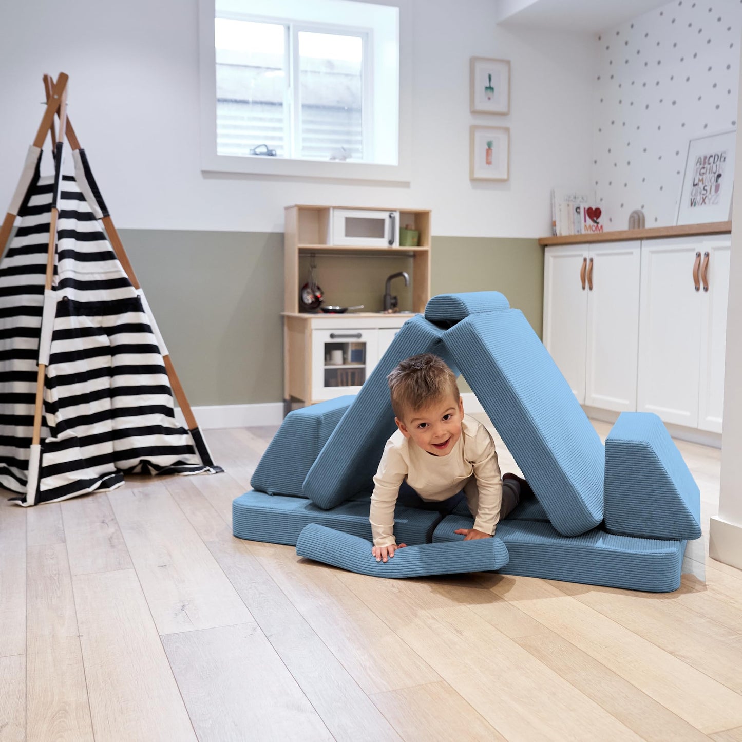 ZICOTO Modular Kids Play Couch for Fun Play Time or Comfy Lounging - The Perfect Toddler Sofa to Boost Creativity and Easily Build Magical Forts and More in Your Playroom/Nursery