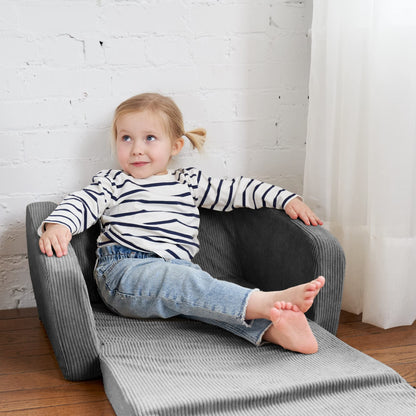 ZICOTO Sturdy Toddler Chair and Couch - Comfy Gray Kids Sofa for Girls and Boys - Ideal Fold Out Sofa Chairs to Give Your Kids a Safe and Fun Place to Sit