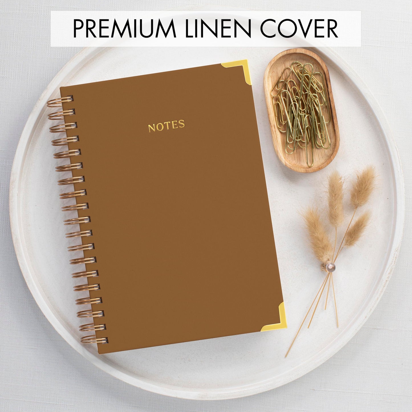 ZICOTO Aesthetic Thick Spiral Notebook Journal For Women in B5 Format - Modern Linen Hardcover Wide Ruled Note Book With 300 Lined Pages - Perfect For Writing And Staying Organized at Work or School