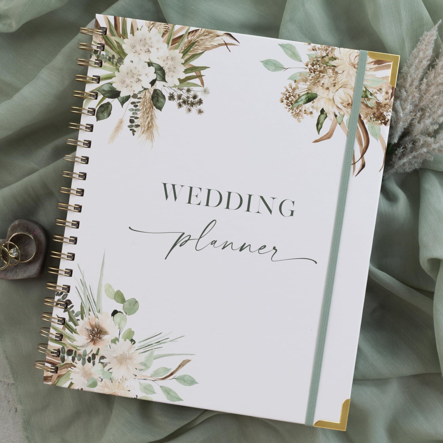 Beautiful Greenery Wedding Planner Book and Organizer - Enhance Excitement and Makes Your Countdown Planning Easy - Unique Engagement Gift for Newly Engaged Couples, Future Brides and Grooms