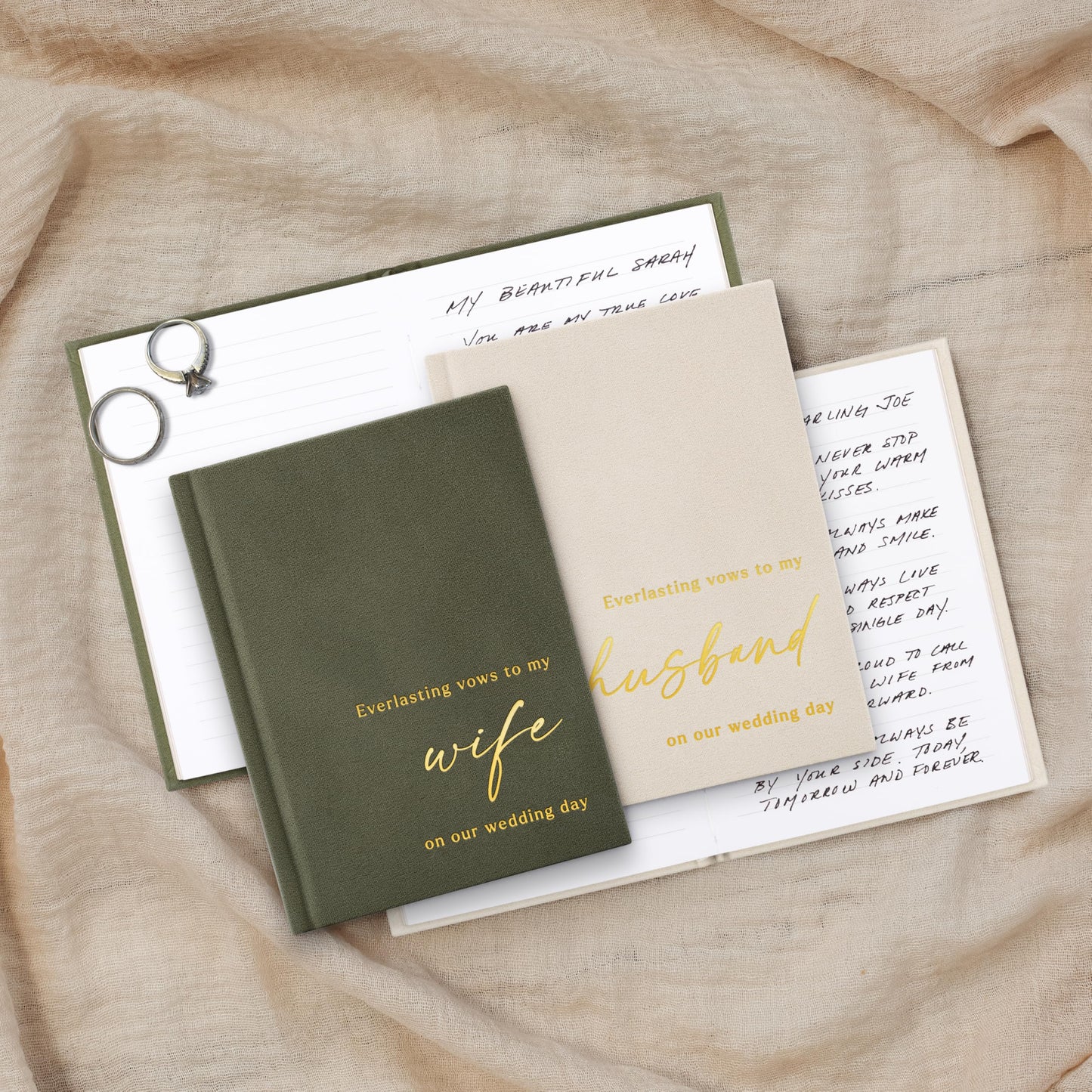 Elegant Velvet Wedding Vow Books With Gold Foil Lettering - Perfectly Sized His and Hers Vow Books With Plenty Of Pages To Write Whatever is on Your Heart - A Beautiful Addition For The Wedding Day