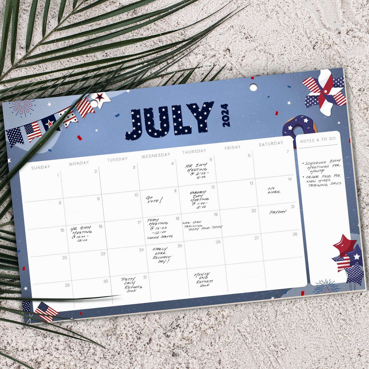 Aesthetic Seasonal Desk Calendar 2024-2025 - Runs From January 2024 Until July 2025 - The Perfect Desktop/Wall Calendar 17x11" for Easy Organizing