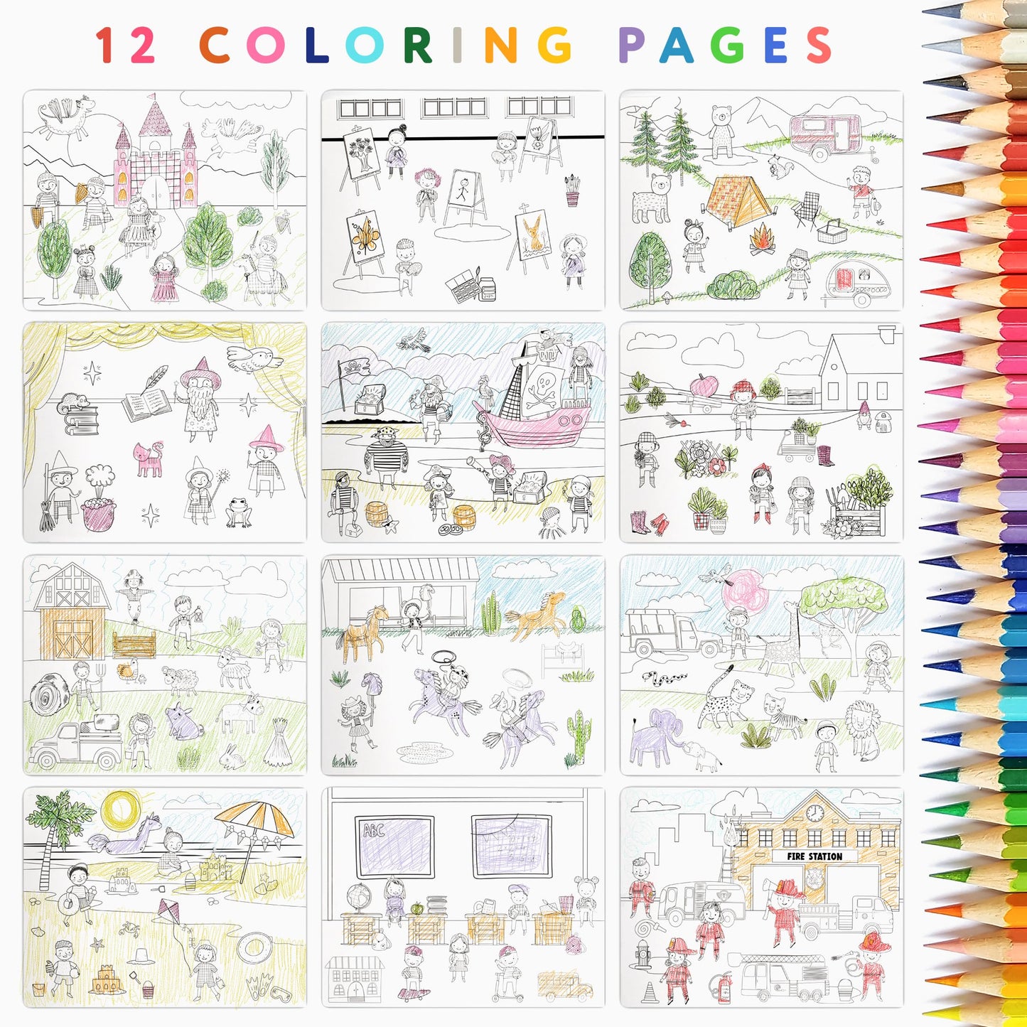 Fun Sticker Book for Toddlers 2-4 Years - Perfect Kids Activity Book with 500+ Beautiful Stickers & 12 Reusable Themes for Entertaining Boys & Girls 4-8 While Traveling - Incl. Coloring Pages