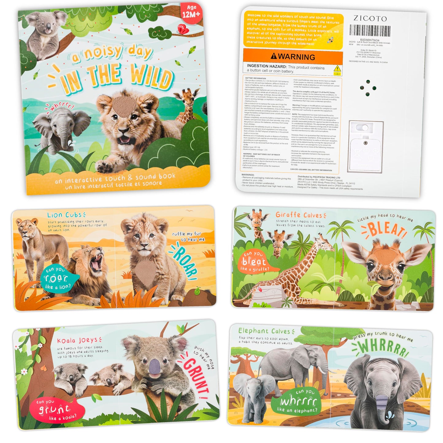 Fun Touch and Feel Sound Book for Babies and Toddlers - Interactive Sensory Book with Animal Noises for 1-3 Year Olds - The Perfect Sound Book Toy for Baby Showers & Newborn/Infant Gift 12-18 Months