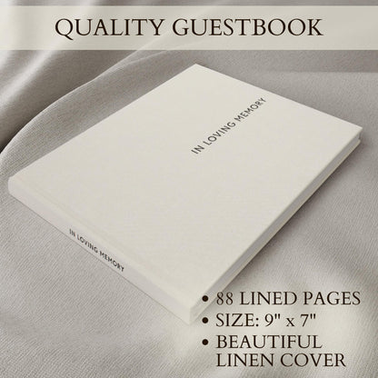 ZICOTO Beautiful Linen Funeral Guest Book for The Celebration of Life - The Perfect in Loving Memory Book with Ample Space to Sign in for Guests - Premium Craftsmanship for Honoring Loved Ones