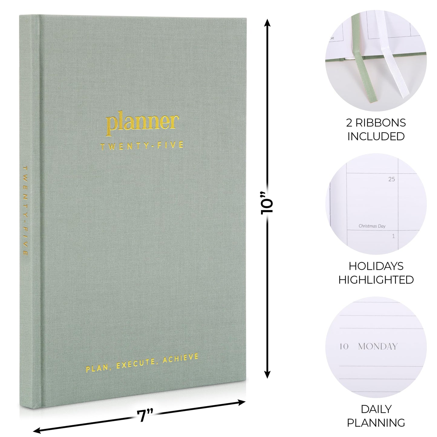 Beautiful 2025 Daily Planner - 7" x 10" Planner for Women or Men with Weekly & Monthly Spreads for Easy Planning - Beautiful Calendar Book to Organize Tasks and Boost Productivity