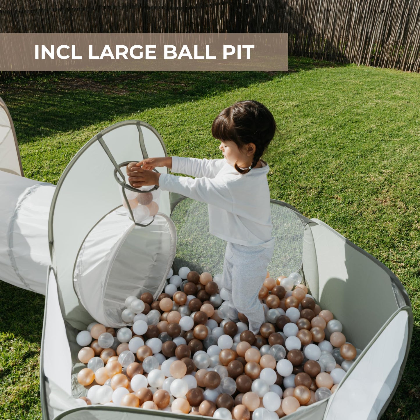 Large Kids Play Tent and Tunnel Toy Set for Toddlers - Fun 5-Piece Tent, Tunnel & Ball Pit Set with Basketball Hoop - A Great Gift for Babies that Sets Up in Seconds for Unlimited Indoor Fun