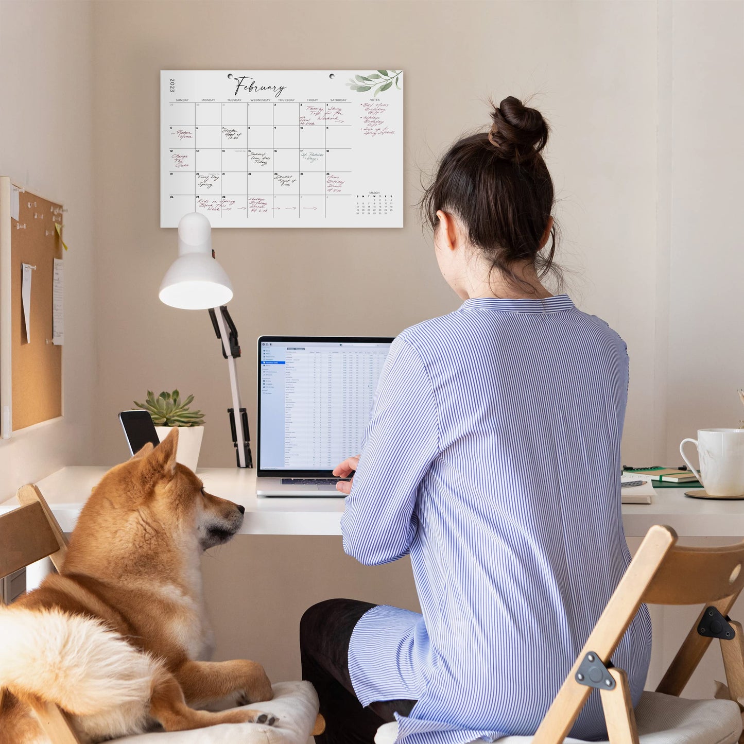 Aesthetic Modern Greenery Desk Calendar - Runs Until July 2024-17"x11" Desktop/Wall Calendar for Easy Organizing - Incl. 2023