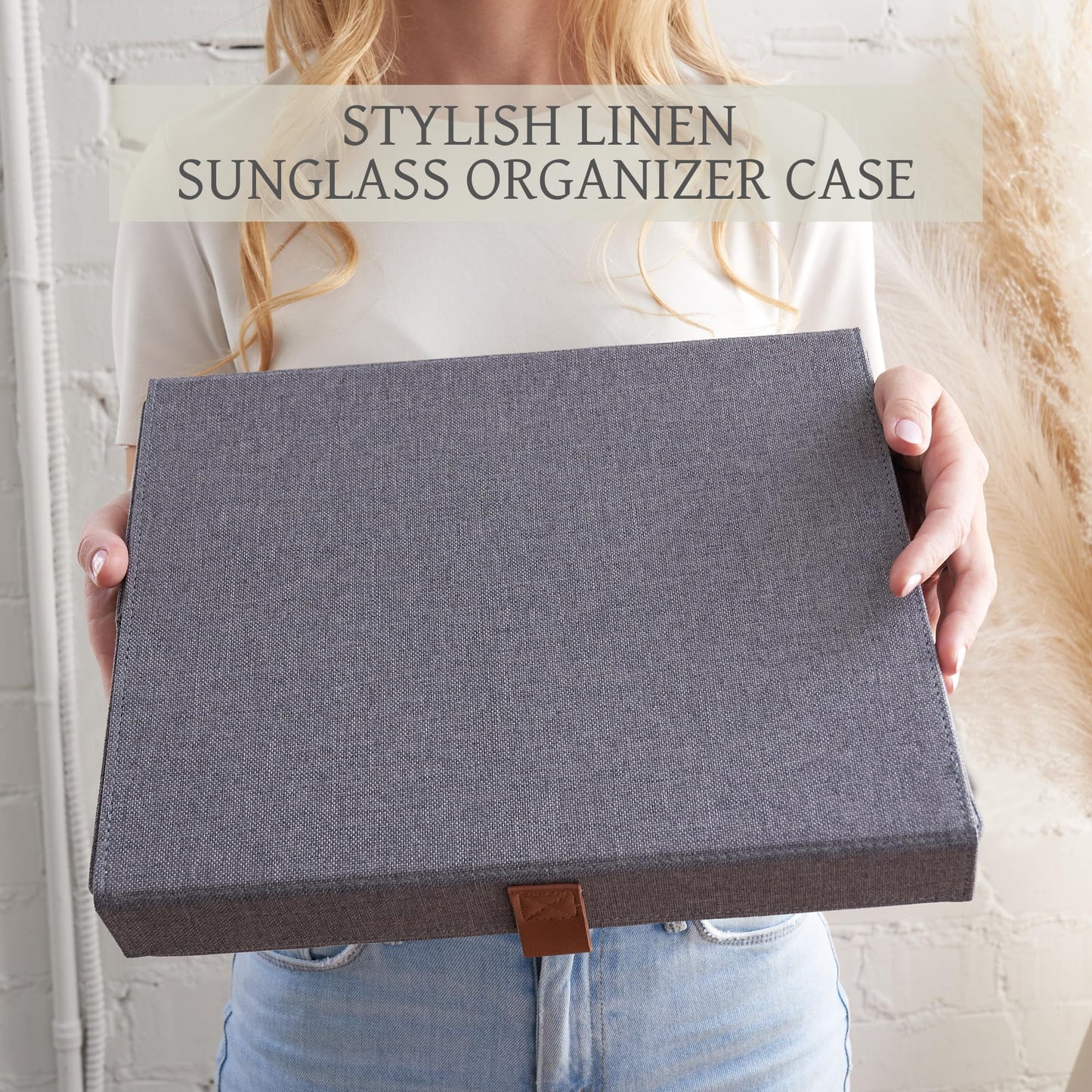 ZICOTO Beautiful Sunglass Storage Organizer For 8 Pairs - A Stylish Linen Case Protects and Displays All Your Glasses - The Perfect Storage Organizer To Hold Multiple Glasses Safe and Dust Free