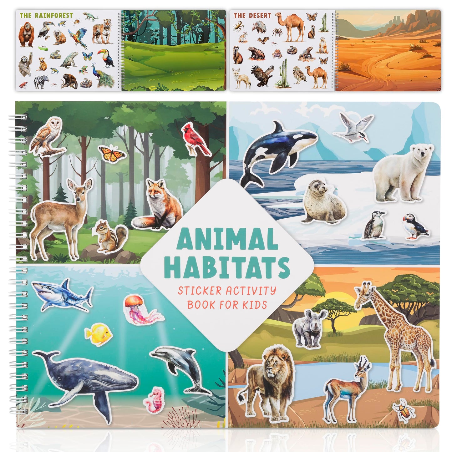 Fun Sticker Book for Toddlers 2-4 Years - Perfect Kids Activity Book with Beautiful Stickers & 12 Reusable Themes for Entertaining Girls & Boys 4-8 While Traveling - Incl. Animal and Coloring Pages