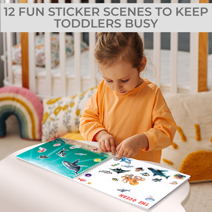 ZICOTO Fun Sticker Book For Toddlers 2-4 Years - Perfect Kids Activity Book With Beautiful Stickers & 12 Reusable Themes