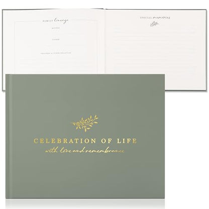 ZICOTO Modern Hard Cover Funeral Guest Book for The Celebration of Life - The Perfect in Loving Memory Book with Ample Space to Sign in for Guests - Premium Craftsmanship for Honoring Loved Ones
