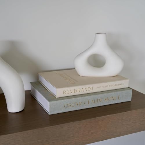 Beautiful Decorative Books - Set of 2 Linen Boxes Enhance Your Coffee Table, Bookshelf or Mantel Decor - Stylish Fake/Faux Books for Modern Home Decoration, Photo Storage and as a Keepsake Box