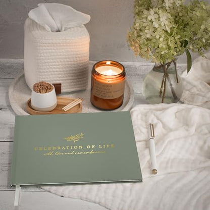 ZICOTO Modern Hard Cover Funeral Guest Book for The Celebration of Life - The Perfect in Loving Memory Book with Ample Space to Sign in for Guests - Premium Craftsmanship for Honoring Loved Ones
