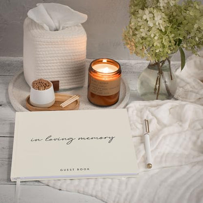 ZICOTO Modern Linen Funeral Guest Book for The Celebration of Life - The Perfect in Loving Memory Book with Ample Space to Sign in for Guests - Premium Craftsmanship for Honoring Loved Ones