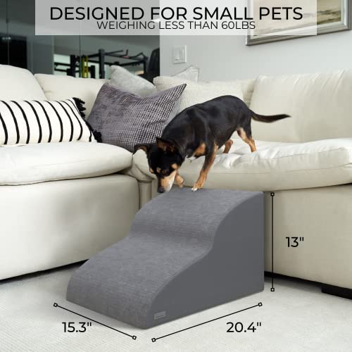 Sturdy Dog Stairs and Ramp for Beds Or Couches by ZICOTO - Durable Easy to Walk on Steps for Small Dogs and Cats - Allows Your Pets Easy Instant Access to Your Sofa or Bedside Up to 22" High