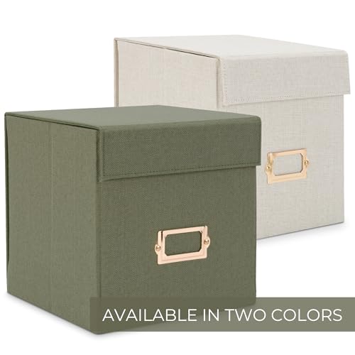 ZICOTO Beautiful Linen Greeting Card Organizer Box - Store and Organize All Your Cards In Style With This Foldable Box - Perfect Greeting Card Holder With Dividers and Stickers