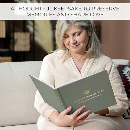 ZICOTO Modern Hard Cover Funeral Guest Book for The Celebration of Life - The Perfect in Loving Memory Book with Ample Space to Sign in for Guests - Premium Craftsmanship for Honoring Loved Ones