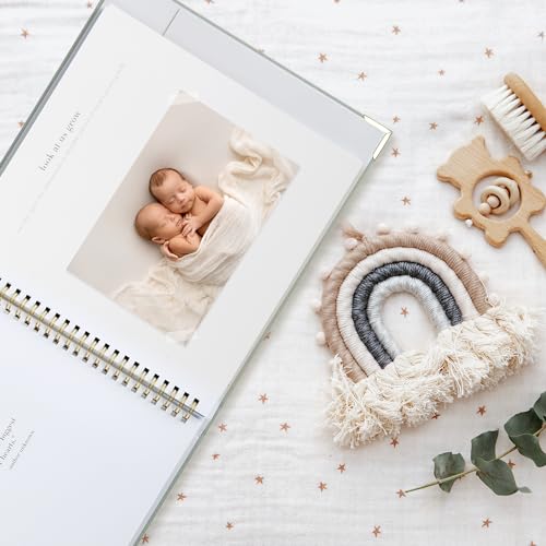 Keepsake Baby Memory Book for Boys and Girls - Timeless First 5 Year Baby Book - Linen Journal Scrapbook & Photo Album - Record Every Milestone Birth to Age 5